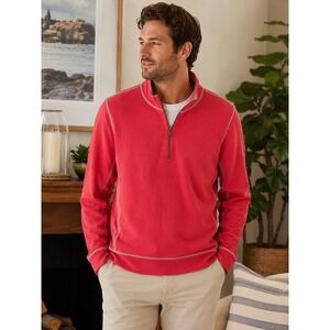 Tommy Bahama Mens Flipside Reversible Quarter Zip Pullover Sweatshirt Red Medium